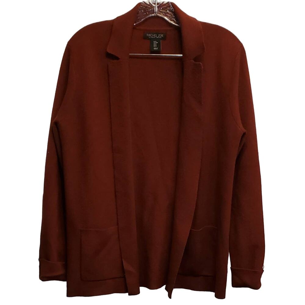 Rachel Zoe Burnt Orange Open Front Lagenlook Cardigan Sweater Size Medium